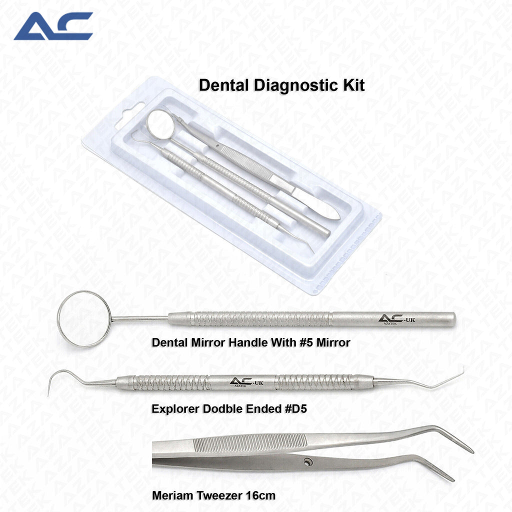 Dental Examination Instruments Kit (3 Pieces) | Stainless Steel Diagnostic Set - Azatek Instruments
