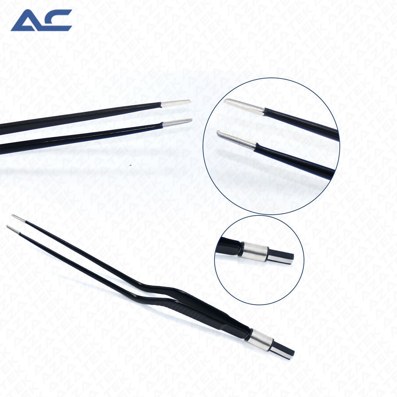 European Bayonet Bipolar Forceps 20cm with Reusable Electrocautery Cable - Azatek Instruments