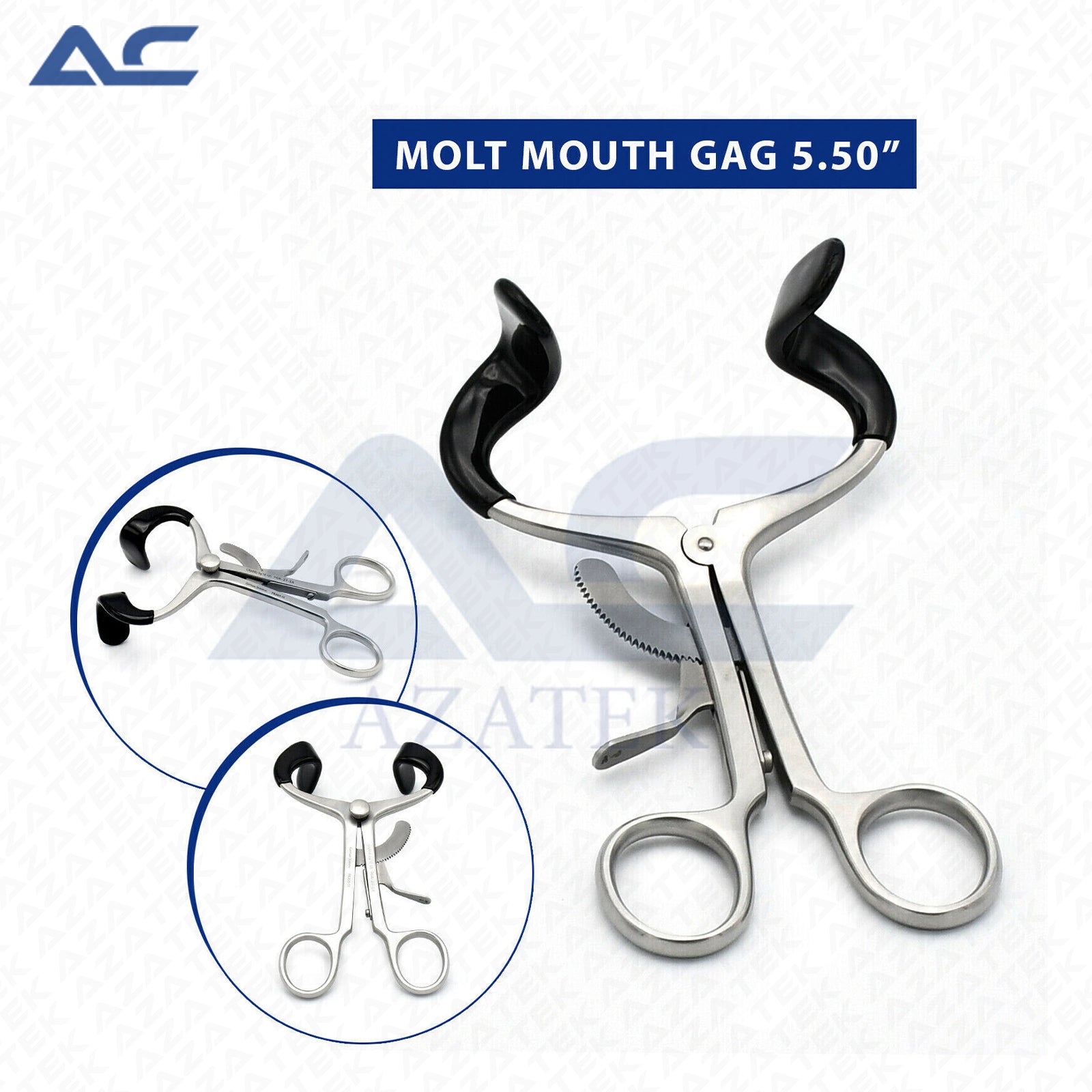 Dental Mouth Gag, Dental Open Mouth Gag Adult Size 14cm Stainless Steel - Azatek Instruments