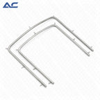 Two curved silver metal guide rails with small side tabs, shown on a light gray background with an Azatek logo in the top-left corner.