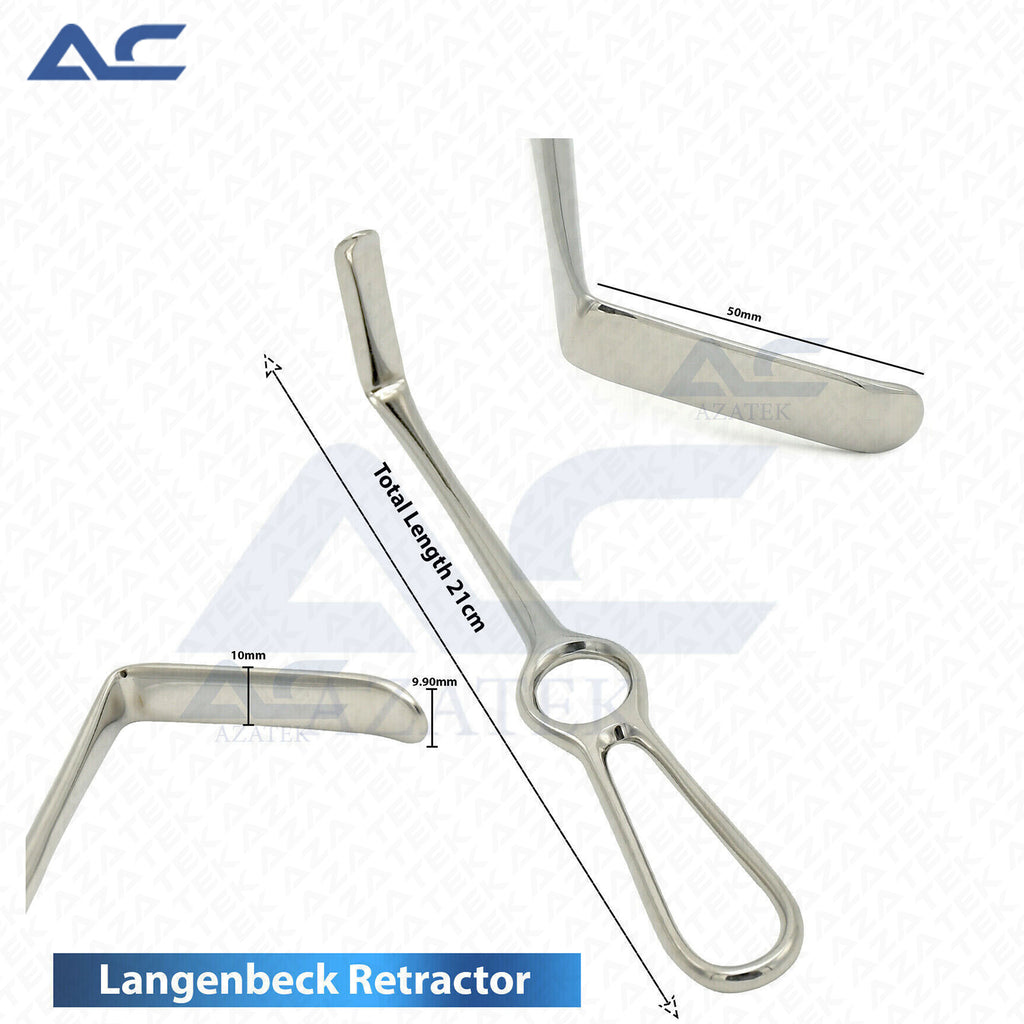 Cheek Retractor, Kilner Cheek Retractor, Langenbeck Retractor 50x11mm Stainless Steel - Azatek Instruments