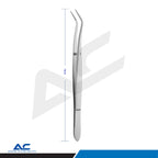 Full-length view of Azatek 16cm Meriam Dental Tweezers with a slim stainless steel body