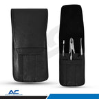 Complete four-piece Azatek toenail care kit arranged beside its black instrument storage pouch.