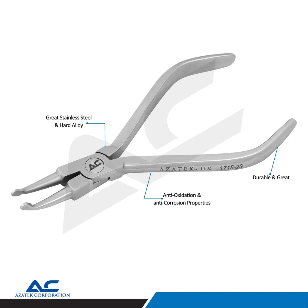 Azatek curved orthodontic wire gripping plier