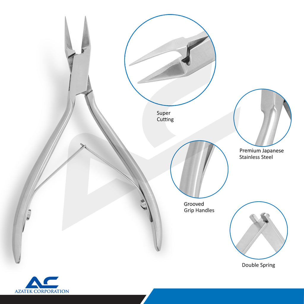 Double spring ergonomic handle on Azatek professional cuticle nippers