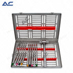 Eleven-piece dental sinus elevation instrument kit with stainless steel sinus lift instruments and cassette