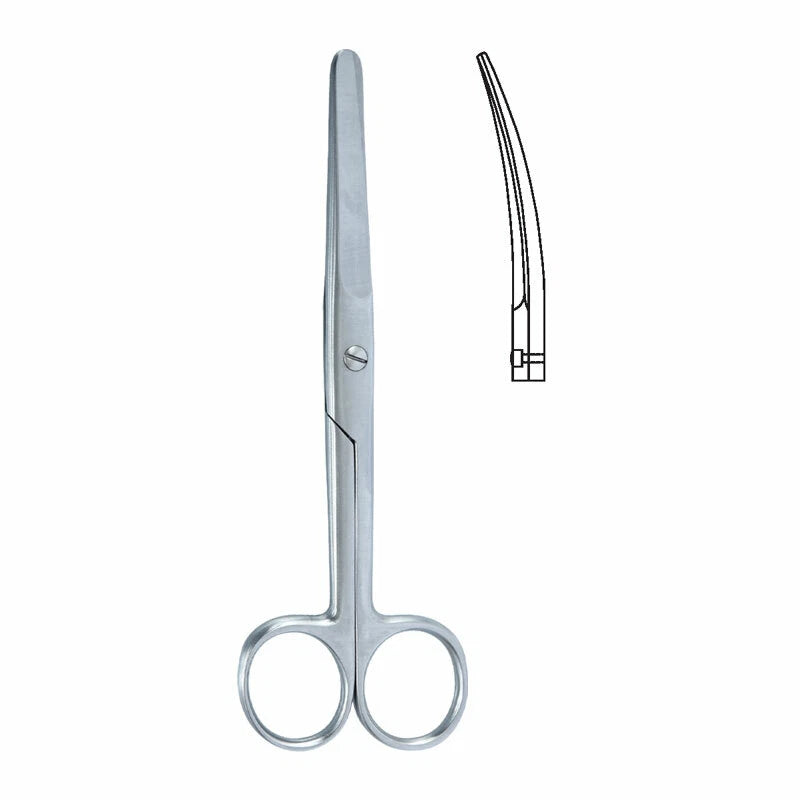 Close-up of the curved blades and blunt tips on Azatek dressing scissors