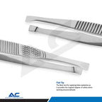 Azatek Eyebrow Hair Tweezers set with 5615-11 and 5615-13 stainless steel tweezers