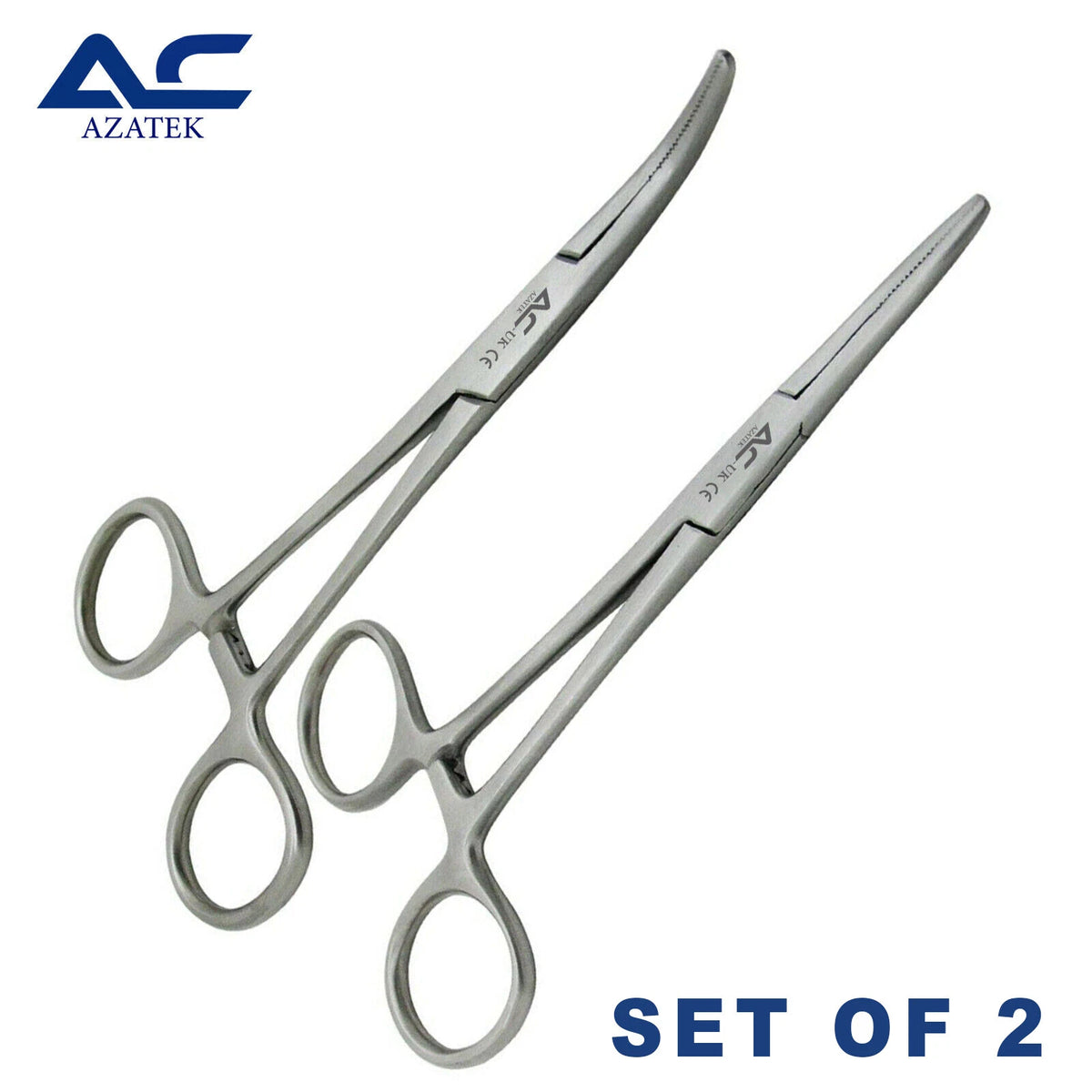 Azatek Kelly forceps 2-piece set with straight and curved forceps
