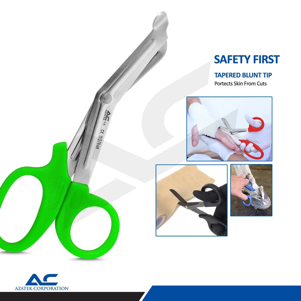 Azatek Lister Bandage Scissor 14.5cm green first aid medical scissor