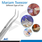 Detailed view of Azatek Meriam dental forceps showing the metal finish and precision gripping end