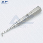 Serrated working end of professional orthodontic Mershon Band Pusher