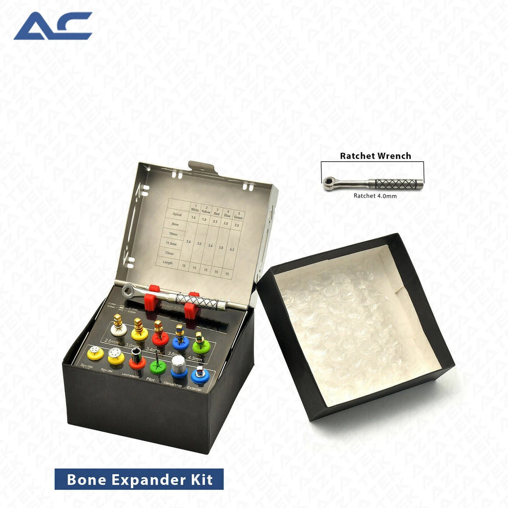 Azatek Professional Bone Expander Kit 12 pieces with organised dental surgical instruments