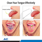 Reusable medical-grade stainless steel tongue scraper cleaner for fresher breath and improved oral hygiene.