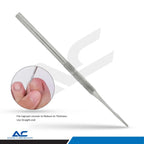 Close-up of the textured stainless steel handles and polished finish on the Azatek nail grooming instruments.