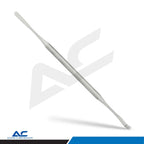 Close-up of the textured stainless steel handles and polished finish on the Azatek nail grooming instruments.