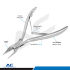 Ergonomic spring-action handle providing excellent grip and smooth cutting control during foot care procedures.