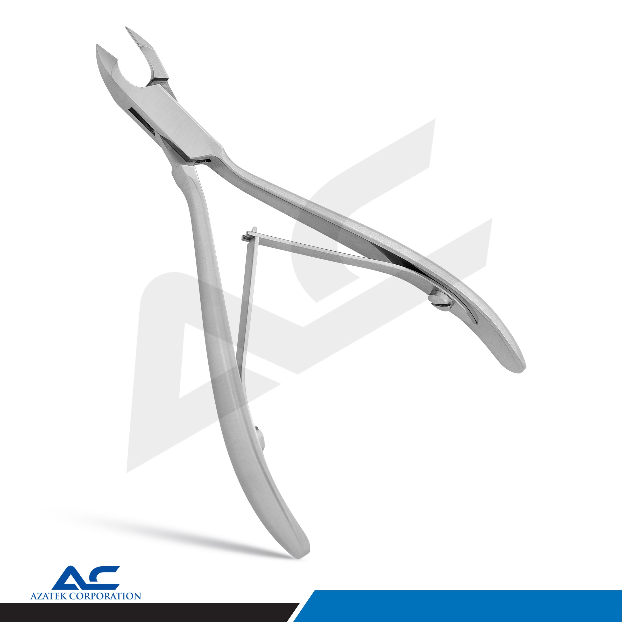 Azatek Professional Stainless Steel Toe Nail Nippers Moon Shape Head Cutter 10cm with double spring handle for thick and ingrown toenails