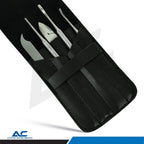 Azatek Professional Toenail Care Kit stored inside premium black protective pouch with five stainless steel foot care instruments.