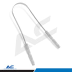 Front view of Azatek stainless steel tongue scraper cleaner showing flexible U-shaped design.