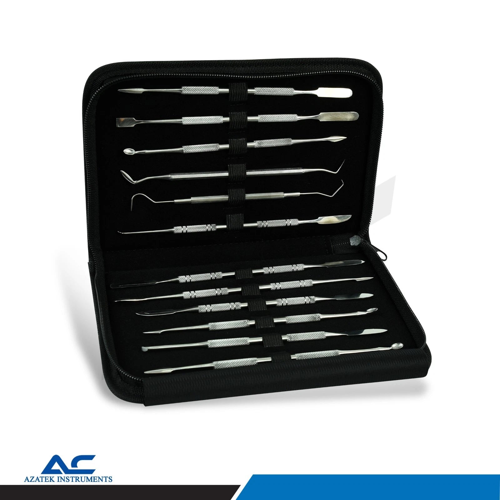 Azatek Wax Carving & Sculpting Tool Set with stainless steel precision wax modelling tools and black storage case