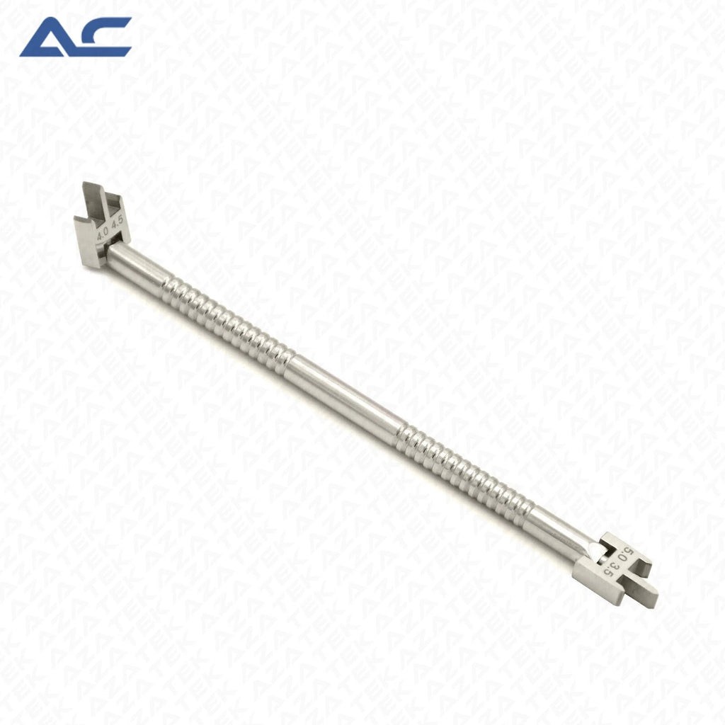 Dental bracket gauge with movable double head and 15cm stainless steel construction