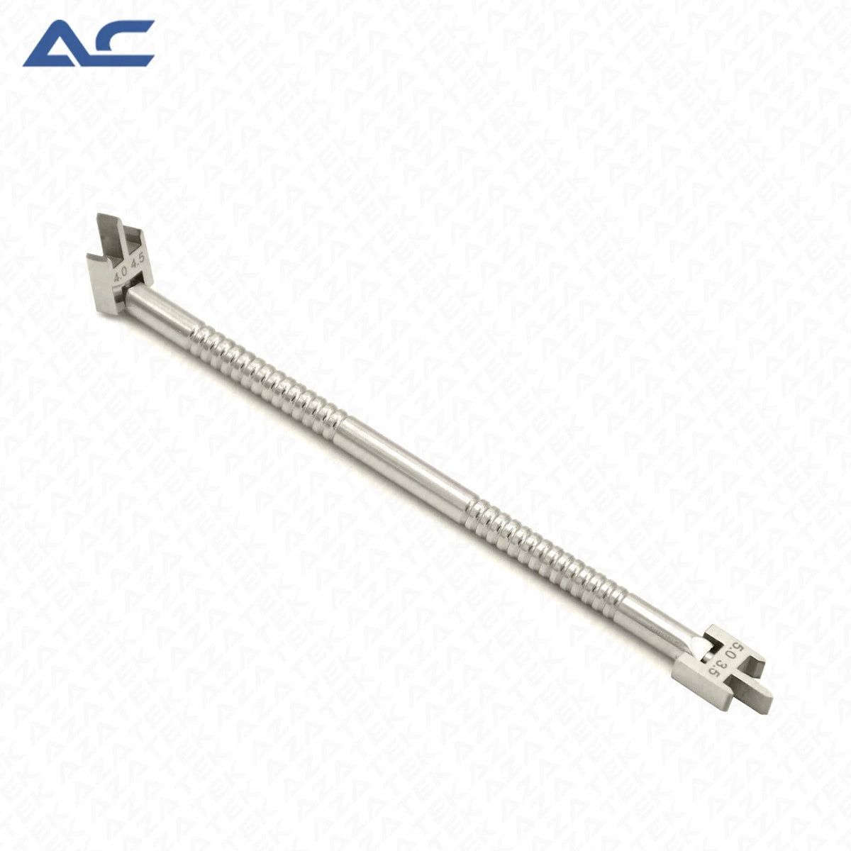 Dental bracket gauge with movable double head and 15cm stainless steel construction