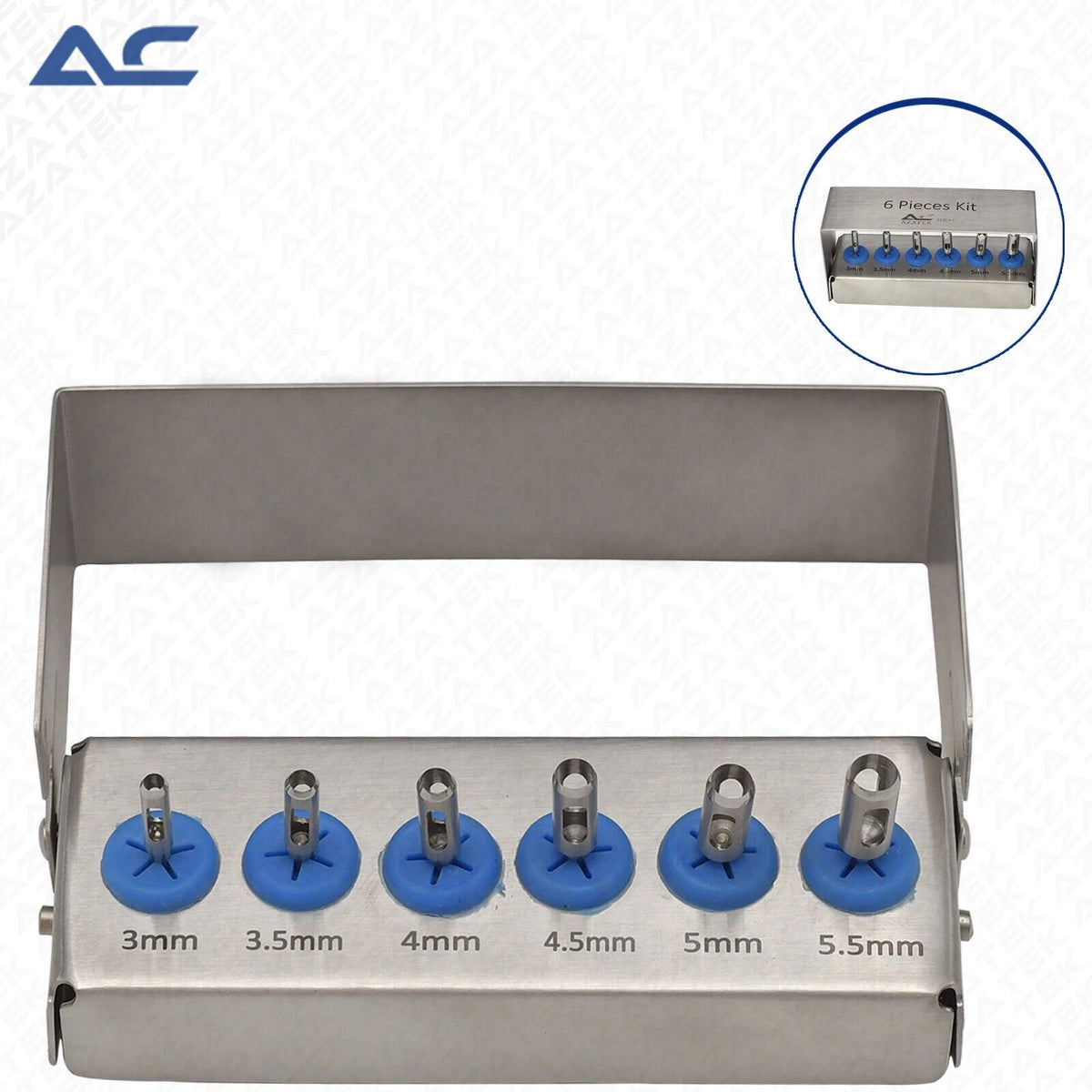 Dental implant tissue punches in 3mm, 3.5mm and 4mm sizes