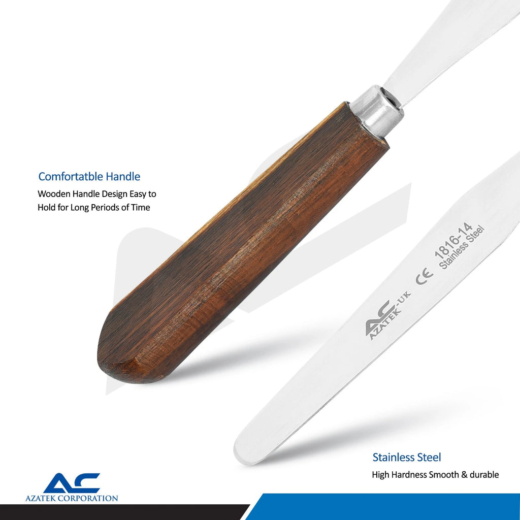 19cm dental plaster spatula with ergonomic wooden handle and stainless steel blade