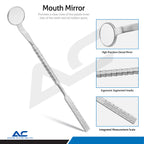 Reverse side of the Azatek double sided dental mouth mirror showing the second reflective surface