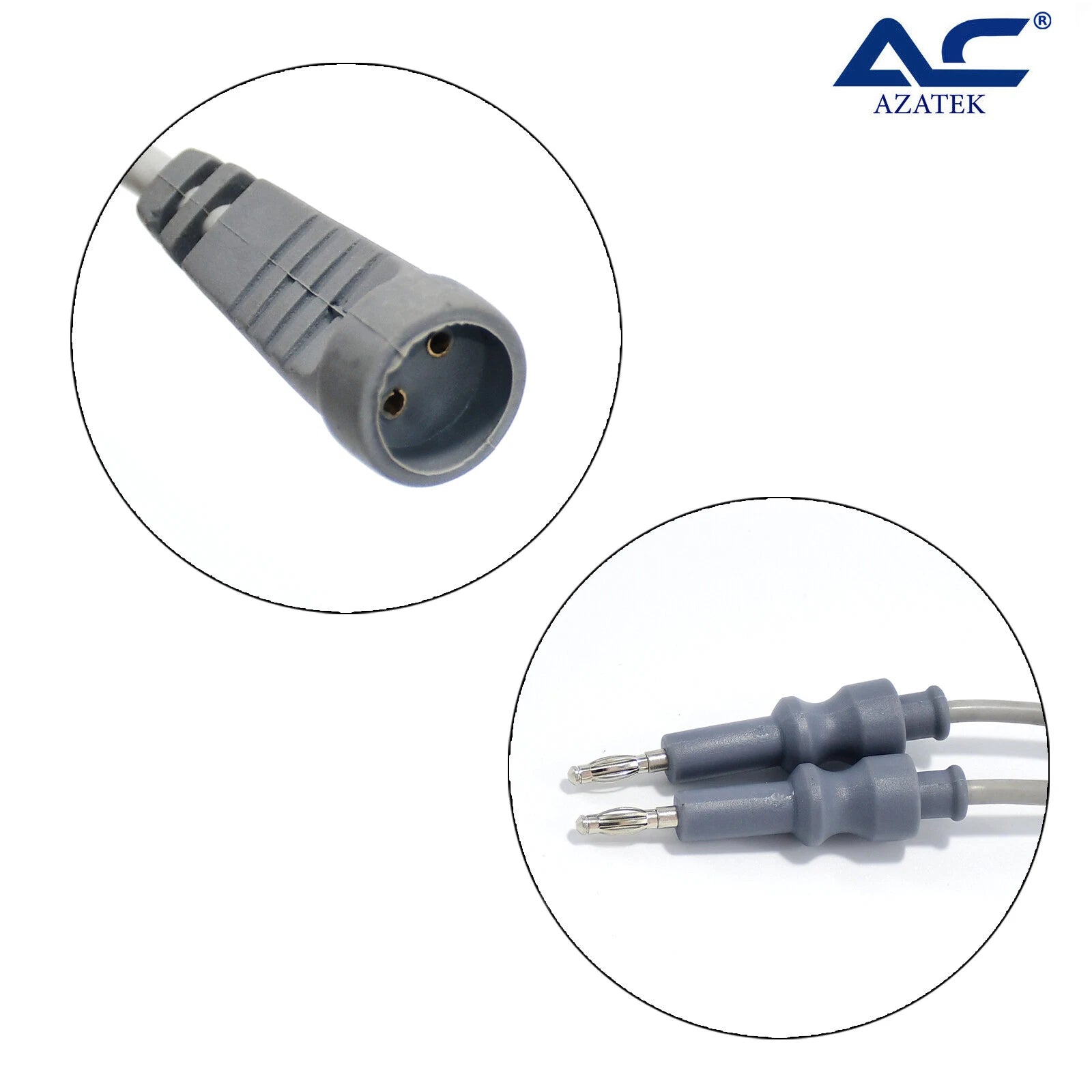 Electrosurgical bipolar forceps cable showing dual pin connector ends-usa
