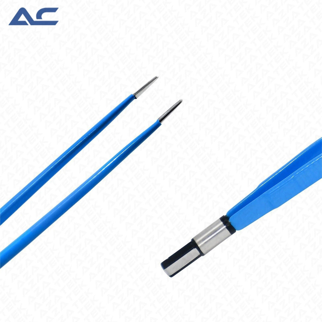European Bayonet Bipolar Forceps 20cm with blue ergonomic handle