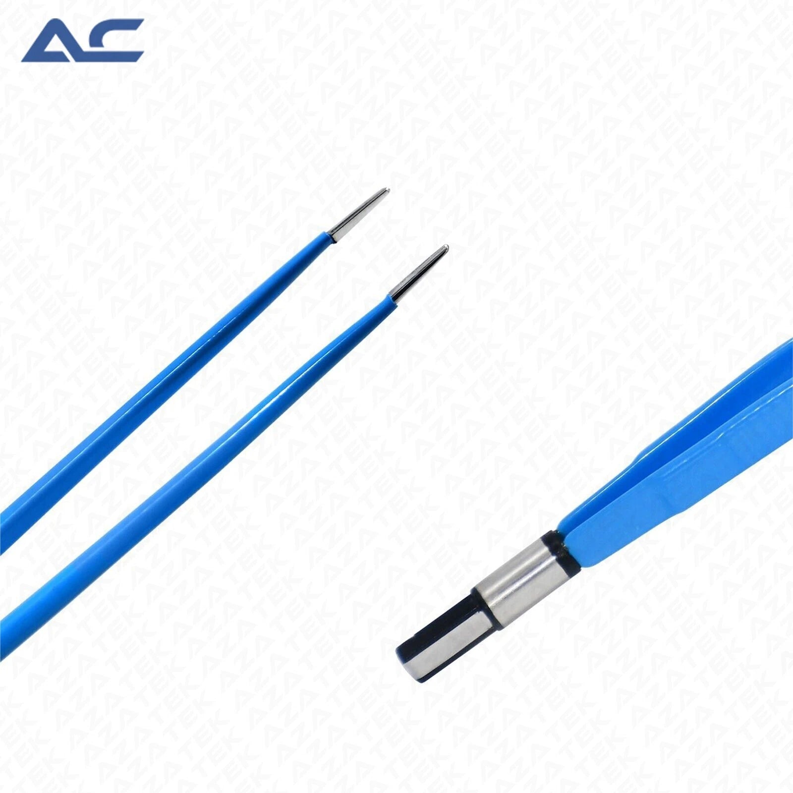 European Bayonet Bipolar Forceps 20cm with blue ergonomic handle