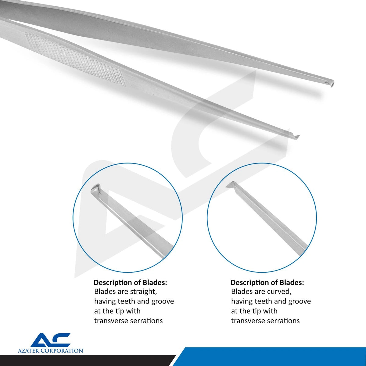 Fine tip Azatek Surgical Tissue Tweezers for precise tissue handling