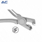 Flush cut distal end cutter designed to cut orthodontic wire near the buccal tube