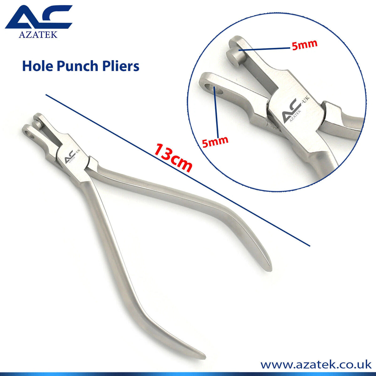 Azatek Hole Punch Thermal Forming Plier 13cm for half-moon clear aligner cut-outs