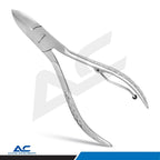 Close-up of Azatek stainless steel professional toenail nipper with double spring handle for thick and ingrown toenails.