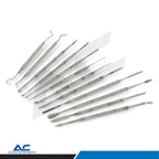 Professional Azatek stainless steel wax carving tools arranged with protective black storage case