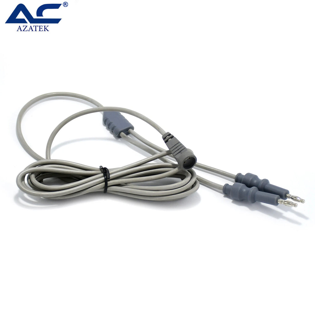 Close-up of silicone bipolar forceps cable connector and durable cable construction usa