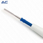 Stainless steel blade electrode fitted to disposable electrosurgical monopolar pencil