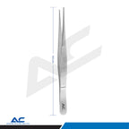 A pair of stainless steel precision tweezers shown vertically on a white background with a dimension marker indicating 14.5 cm.