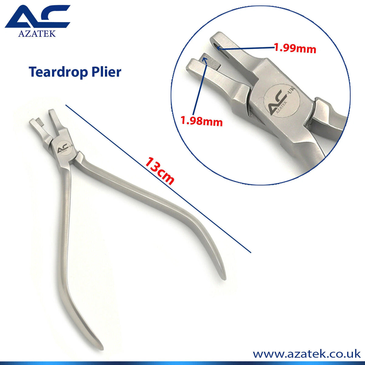 Azatek Teardrop Thermal Forming Plier 13cm for creating notches in clear aligners